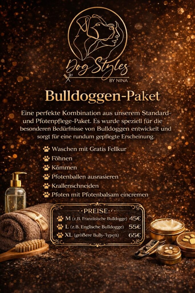 Bulldoggen-Paket – Flyer mit Leistungen und Preisen