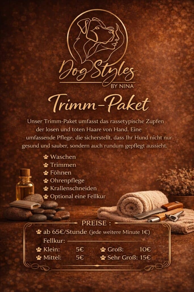 Trimm-Paket – Flyer mit Leistungen und Preisen